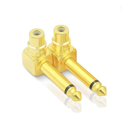 RCA to 1/4" Audio Adapter, 90 Degree 6.35mm Mono Plug Male to RCA Female Connectors (2 Pack) - size: RCA to 1/4" Adapter-2Pack