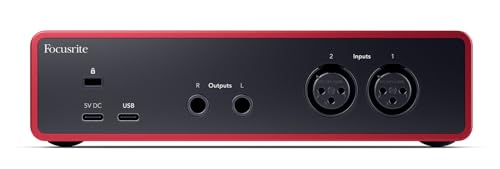 Audiosavings Bundle: Focusrite Scarlett 2i2 4th Gen Studio Recording USB Audio Interface+Software Bundle with Rockville RCM SR Studio/Recording Condenser Microphone+PRO-M50 SR Headphone (3 Items)