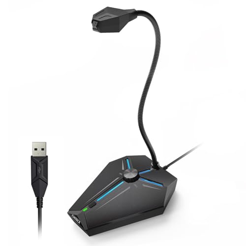 CMTECK USB Computer Microphone, Plug & Play, RGB Light for PC, Laptop | One-touch mute with LED indicator, noise-cancelling, 360° adjustable extra-long gooseneck desktop Mic. Works with Windows/Mac - color: with volume control