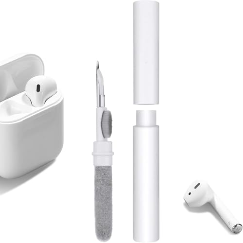 1PC 3 in 1 Multi-Function Cleaning Pen for Airpods with Soft Brush Flocking Sponge for Bluetooth Headset, Charging Box, Mobile Phone, Earbud Earphones Case Cleaning Tools, White - color: White