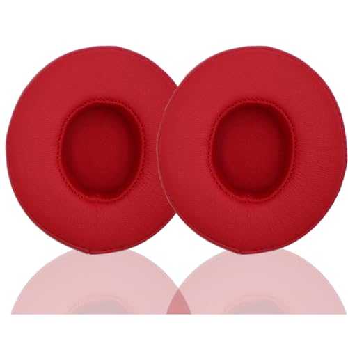 Headphone Replacement Ear Pad Cover Compatible with Beats by Dre Solo3 Solo2 Wired Wireless Headphones Protein Leather Memory Foam Headphone Cushion Ear Muffs-red - color: red