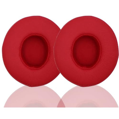 Headphone Replacement Ear Pad Cover Compatible with Beats by Dre Solo3 Solo2 Wired Wireless Headphones Protein Leather Memory Foam Headphone Cushion Ear Muffs-red - color: red