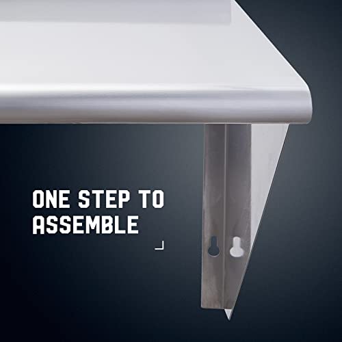 Profeeshaw NSF Stainless Steel Shelf 18” x 24”, Commercial Wall Shelving | 300 lb, Wall Mounted Metal Shelves, with Backsplash and 3 Brackets, for Restaurant, Bar, Utility Room, Kitchen and Garage - size: 18"x24"