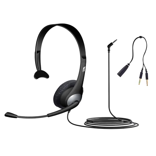 Cyber Acoustics AC-104 Mono Headset with Ambidextrous Boom Mic | Great for Classrooms, VoIP and Gaming, Ambidextrous Design, PC and Mac Compatible - style: Mono Headset