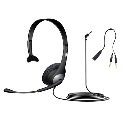 Cyber Acoustics AC-104 Mono Headset with Ambidextrous Boom Mic | Great for Classrooms, VoIP and Gaming, Ambidextrous Design, PC and Mac Compatible - style: Mono Headset