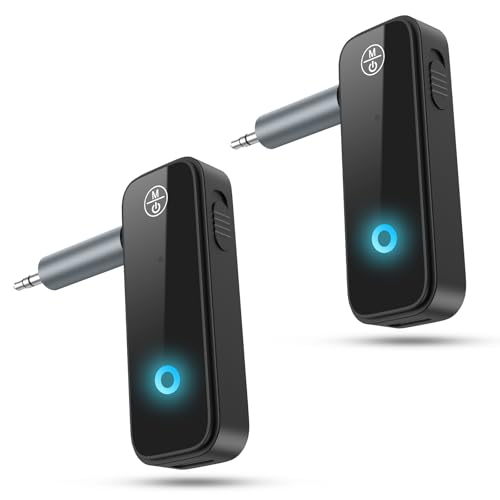 (Upgraded) Ankilo 2 Pack AUX Bluetooth Adapter for Car, 2 in 1 Bluetooth 5.4 Receiver Transmitter for Car with Display Screen, Handsfree Calls, Wireless Audio Receiver for Home Stereo, Headphones