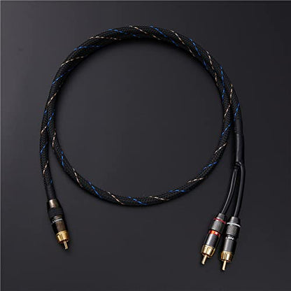 Audiophile RCA to 2RCA Subwoofer Cable,1 RCA Male to 2 RCA Male Audio Cable RCA Y-Adapter,Oxygen-Free Copper,Nylon Braided Jacket (1M(3.3FT)) - size: 1M(3.3FT)