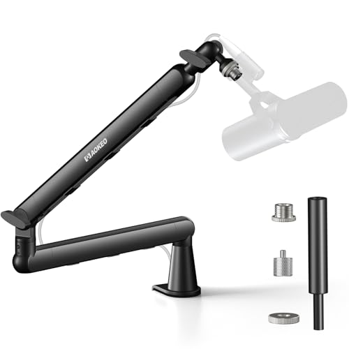 Microphone Arm,Aokeo AK-55 Desk Low Profile Adjustable Mic Boom Arm Stand,Suitable For Blue Yeti,Snowball iCE, HyperX QuadCast,SoloCast,Elgato Wave,Etc - color: Black