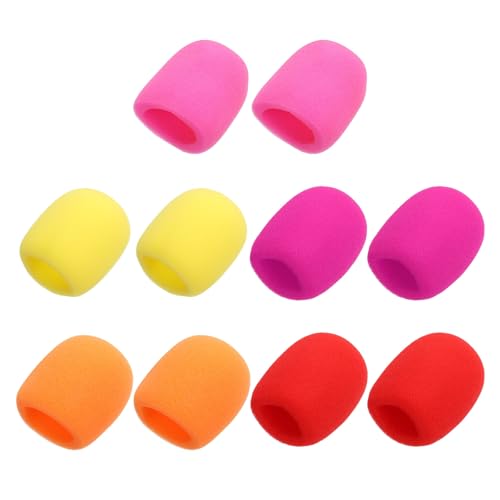 MECCANIXITY 10pcs Microphone Foam Covers, 40mm (1.57") ID 10mm (0.39") Thickness Microphone Windscreen Foam Cover for Most Handheld Microphones, Pink, Orange, Rose Red, Red, Yellow - color: Pink, Orange, Rose Red, Red, Yellow