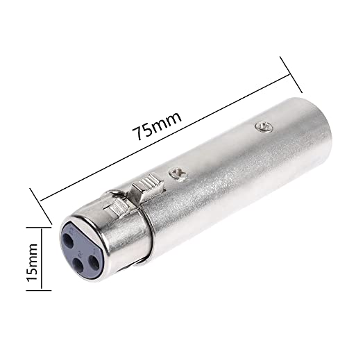 XLR Male to Female Adapter,3 Pin XLR Audio Microphone Cable Extension Adapter Connector（2-Pack）
