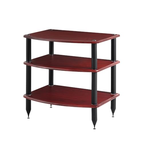 Pangea Audio Vulcan Three Shelf Audio Stereo Rack, Media Stand, and Components Cabinet 3 Shelf Rosenut Red - color: Rosenut Red