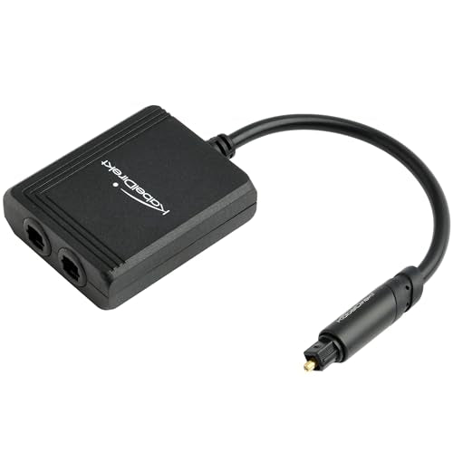 KabelDirekt – Optical Audio Splitter, 1-to-2 – Soundbar | Connects One Source to Two Devices: Soundbar, TV, Hi-Fi System, Amplifier - color: Black, size: 4in