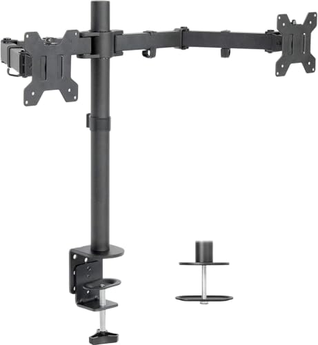 HP V24 24 inch TN Full HD 1920 x 1080 LED Backlit LCD Monitor 2-Pack | HDMI & VGA ports, FreeSync, 75Hz Refresh Rate, Low Blue Light, Desk Mount Clamp Dual Monitor Stand, & Mini Glow Speaker