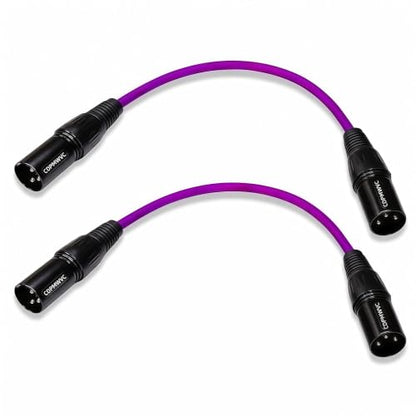 XLR Male to Male Cable 1ft 2-Pack, OFC Triple Braided Shielded Balanced 3-Pin Mic Cord for Home Studio, Podcast, DMX, Shure SM57 SM58, Mixer, Audio Interface
