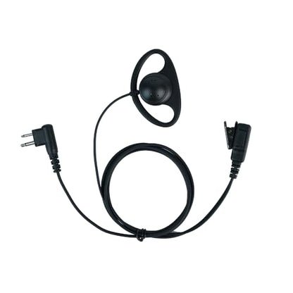 Ear Pieces for Motorola Radios, 2 Pin D Shape Police Earpiece Headset with Mic Ptt for Motorola 2 Way Radio Wakie Talkie Cls1110 Cp200d Cp200 | M1 2-pin, D-ring ear hook, inline PTT mic; Compatible with CP200 CP200D CLS1110 CLS1410 GP300 PR400 RDM2070D