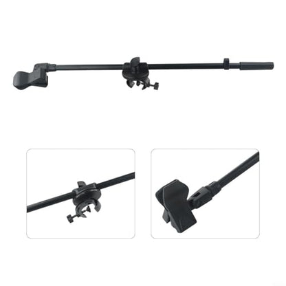 Adjustable Microphone Stand Boom Arm Mount With Holder Extension Bracket 360 Degree Rotating Desktop Mic Stand Clip For Studio Broadcasting Recording Live Streaming 55CM Length(Mic Clip B) - size: Mic Clip B