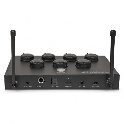 Sound Town 32-Channel Wireless Microphone Karaoke Mixer with 4 Rechargeable Metal Mics, Optical (Toslink), AUX for Smart TVs, Soundbars & Home Receivers, Tablet, PC (SWM15-4MAX) - color: Gloss Black
