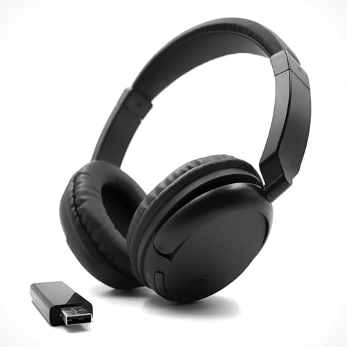 Wireless Bluetooth Headphones with FM Radio, Over-Ear Wireless Headset for TV, Computer & Phone, No Audio Delay Deep Bass Headphone Ultra-Lightweight Design for Teens & Elderly (Black)