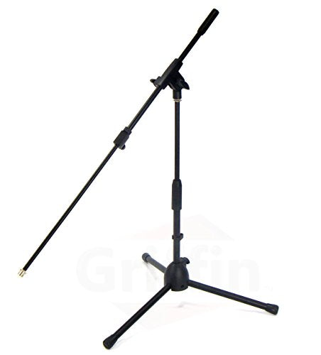 GRIFFIN Short Boom Mic Stand (Low Profile-X Series) – Tripod Mount for Kick Drum, Guitar Amps, Studio Desks, Singing & Home Recording Use - size: 1 Pack