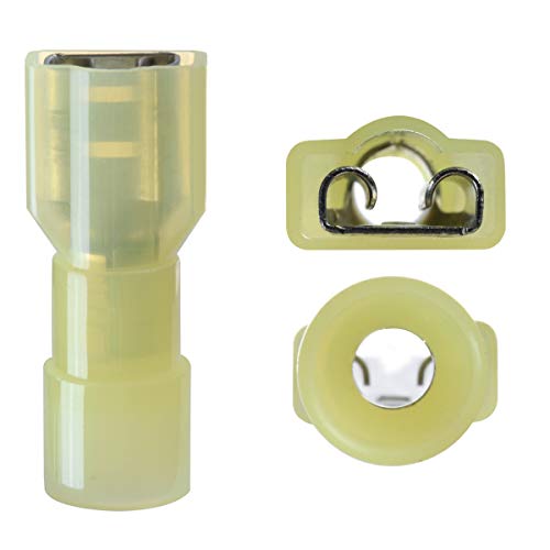 500 Pcs XHF Yellow Nylon Female Spade Connectors 12-10 AWG Quick Disconnect Wire Terminals Insulated Wire Crimp Connectors - size: Female Yellow 500PCS
