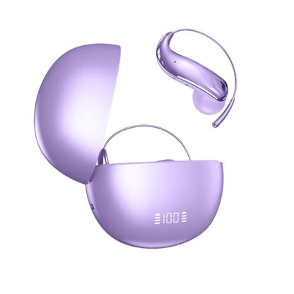 Purple Wireless Open Ear Earbuds with Ear Hook Around Over The Ear Sport | Air Bone Conduction Bluetooth Earbuds That Don't Go in Ear for Exercising Running Headphones with Microphone Headsets Earpho - color: Purple