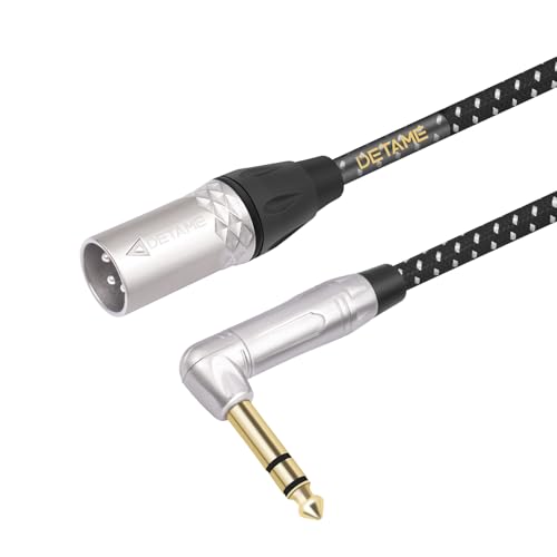 Right Angle 1/4 TRS to XLR 3Pin Male Mixer Audio Cable,Right Angle 6.35mm TRS to 3Pin XLR Male for Micphone Mixer Active Speakers - size: 1Feet