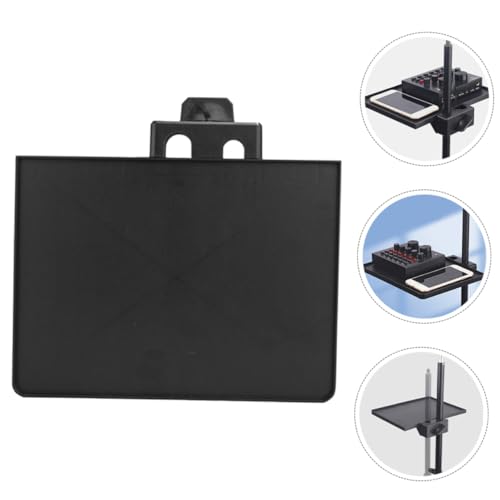 Clamp-On Microphone Stand Tray Dual Ports Adjustable Mic Holder for Live Streaming and Karaoke Sturdy Storage Rack for Music Accessories and Phones