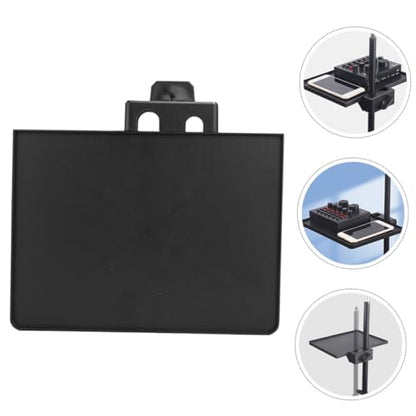 Clamp-On Microphone Stand Tray Dual Ports Adjustable Mic Holder for Live Streaming and Karaoke Sturdy Storage Rack for Music Accessories and Phones
