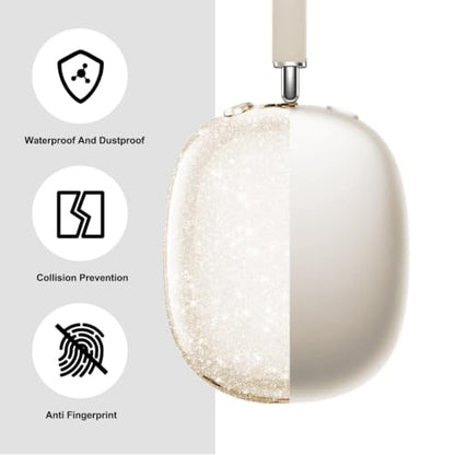 MOLOPPO 3 in 1 Case Cover Compatible with AirPods Max 2/1, Starlight Glitte | Anti-scratch Clear Soft TPU Ear Cups /Silicone Ear Pad Case /Headband Cover for AirPods Max, Transparent Accessories for Max - color: B1-Starlight Glitter