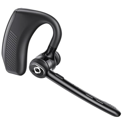 Bluetooth Earpiece Wireless Headset with Dual Noise Canceling Hands Free | Single Ear Earphone Microphone Over Ear Earbud for Phone Samsung Android Cell Phones TV PC Trucker Game Work Driving