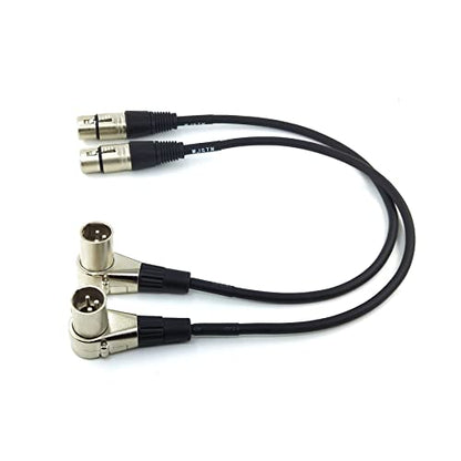 WJSTN Right-Angle Male XLR to Straight Female XLR Cable 1FT, XLR Microphone Audio Adapter for Camera, Mixer, Audio Interface (2 Pack) - size: 1FT