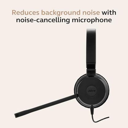 Jabra Evolve 20 SE Wired Dual-Ear Headset with Microphone for Work, USB-A and USB-C Wired Headphones, Microsoft Teams Certified, On-Ear Comfort, Connects to Laptops, iPhone & Android Devices - color: Mono, style: Microsoft Teams