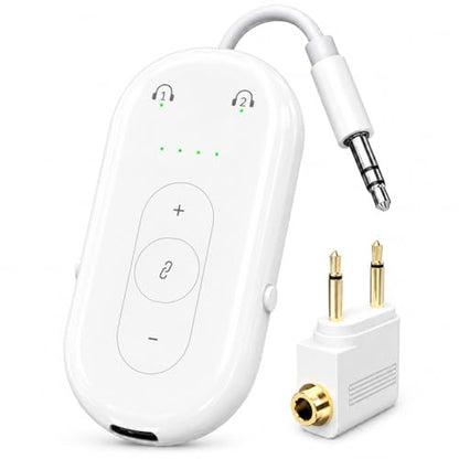 Airplane Bluetooth Adapter for Earphone, Bluetooth Audio Transmitter for for AirPods or Wireless Headphones, Transmitter Receiver 2 in 1 Dongle for Long Flight, Speaker, Car, Gym, TV