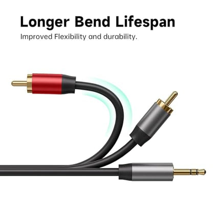 Vancle 3.5mm to 2RCA Cable, 4.9ft Aux to 2RCA Headphone Male to Male Headphone Jack Adapter, HiFi Stereo 1/8 Y Splitter Auxiliary Cord for Phones, Speakers, Tablet, MP3, Amplifiers, HDTV