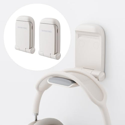 MAMUVIMO Headphone Stand, 2 Pack Headset Stand Foldable, Headphone Holder Hook Mount with Non-Slip Silicone, Adhesive Earphone Desk Hanger Clip Space-Saving for Airpods Max, All Earphones - Starlight - color: Starlight, size: 2 Pack