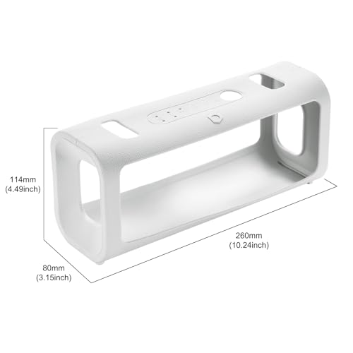 Case for Sony ULT Field 3 Speaker, Shockproof Non-Slip Cover | Custom-fit silicone cover, shockproof, non-slip grip, includes shoulder strap. Protects against scratches, dust, drops. - color: White