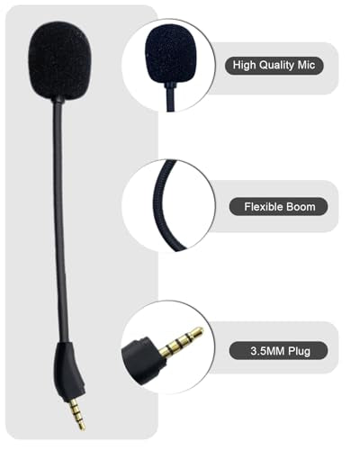 Microphone Replacement for Kingston HyperX Cloud III 3 Wired & Wireless Gaming Headsets, Detachable Noise Cancelling Clear Voice Chat Mic for Switch PS5 PS4 Mac PC Computer, 3.5 mm Jack