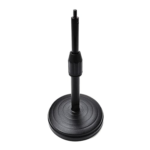 Desktop Microphone Stand Replacement Weighted Metal Adjustable Table Mic Stand with 1/4 inch threaded Screw Connector for Desk Mic Stands Microphone Clip Holder Mic Clips Phone Holder Bracket