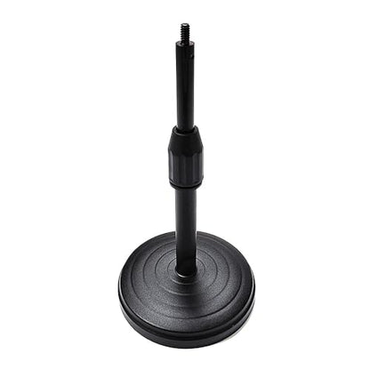 Desktop Microphone Stand Replacement Weighted Metal Adjustable Table Mic Stand with 1/4 inch threaded Screw Connector for Desk Mic Stands Microphone Clip Holder Mic Clips Phone Holder Bracket