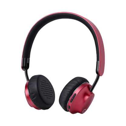 Wireless Headphones Over Ear, with Brushed Metal Design (Red) | Over The Ear Headset with Foldable, Stereo Breathing Light, 16H Playtime for Travel Home Office Cellphone PC - color: Red