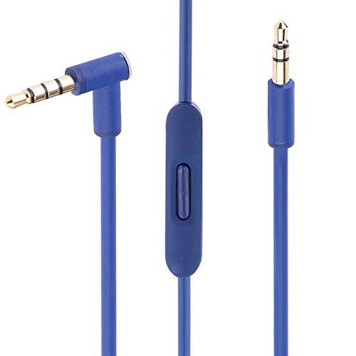 Solo Replacement 3.5mm Audio Cable Cord Wire with In-line Remote Microphone Compatible with Beats by Dr Dre Headphones Solo/Studio/Pro/Detox/Wireless/Mixr/Executive/Pill Suppot IOS System (Blue) - color: Blue