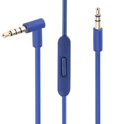 Solo Replacement 3.5mm Audio Cable Cord Wire with In-line Remote Microphone Compatible with Beats by Dr Dre Headphones Solo/Studio/Pro/Detox/Wireless/Mixr/Executive/Pill Suppot IOS System (Blue) - color: Blue
