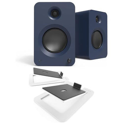 Kanto REN Blue Bluetooth Powered Bookshelf Speakers - Matte Blue Pair S6W Angled Desktop Speaker Stands for Large Speakers - White Pair (2024) - size: RENBLUE, style: S6W