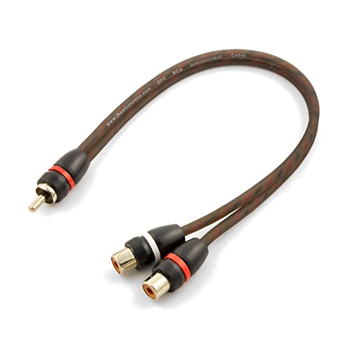 1 Male to 2 Female OFC Twisted Pair RCA Y-Adapter Cable for Car or Home Audio - size: 1M to 2F