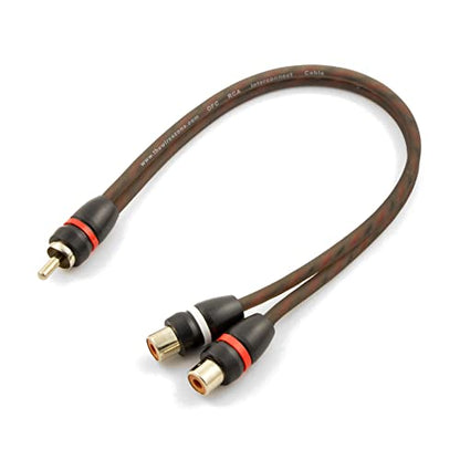 1 Male to 2 Female OFC Twisted Pair RCA Y-Adapter Cable for Car or Home Audio - size: 1M to 2F