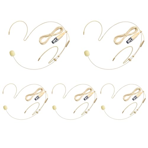 5Pack Headset Headworn Microphone Dual Over-Ear Earset Micophone for Shure | Condenser Omni-directional Mic for Singing Speaking,4 Pin Mini XLR Plug,4.92ft Cable and Windscreen