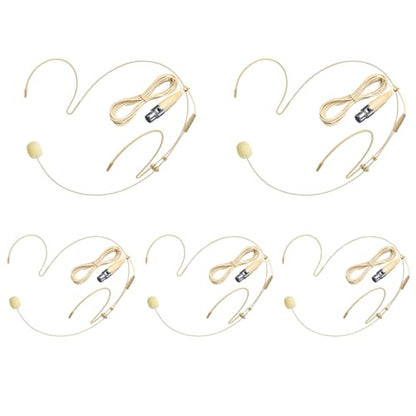 5Pack Headset Headworn Microphone Dual Over-Ear Earset Micophone for Shure | Condenser Omni-directional Mic for Singing Speaking,4 Pin Mini XLR Plug,4.92ft Cable and Windscreen