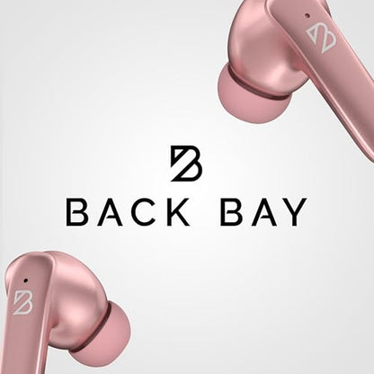 Back Bay Audio iPhone + Android Wireless Earbuds Bluetooth, Sweatproof | Ultra-Sleek Small Sports Earphones with Wireless Mic, Wireless Air Buds For iPhone iOS, Bluetooth Ear Buds Earphones - color: Rose Gold