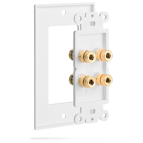 Fosmon Home Theater Speaker Wire Wall Plate, White - 2 Pack Two Speaker - size: 2 Pack