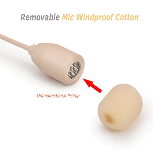 Headset Single Earhook Microphone Compatible with Shure Bodypack | Earset Headworn Over Ear Hanging Condenser Omnidirectional Mic for Wireless System Transmitter with Mini XLR 4 Pin TA4F Plug